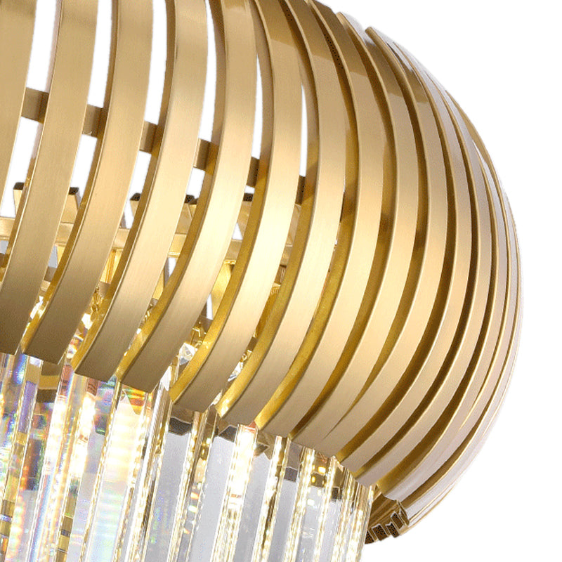 Contemporary 5-Light Crystal Hanging Ceiling Light With Gold Lantern Chandelier Design