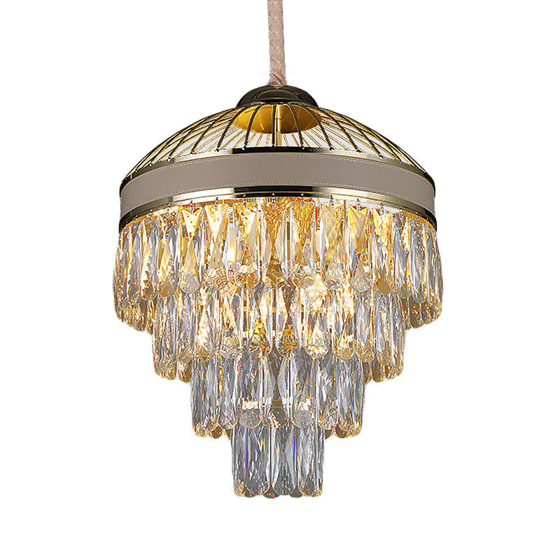 Contemporary Gold 4-Tier Crystal Chandelier - 7-Light Hanging Ceiling Light Fixture