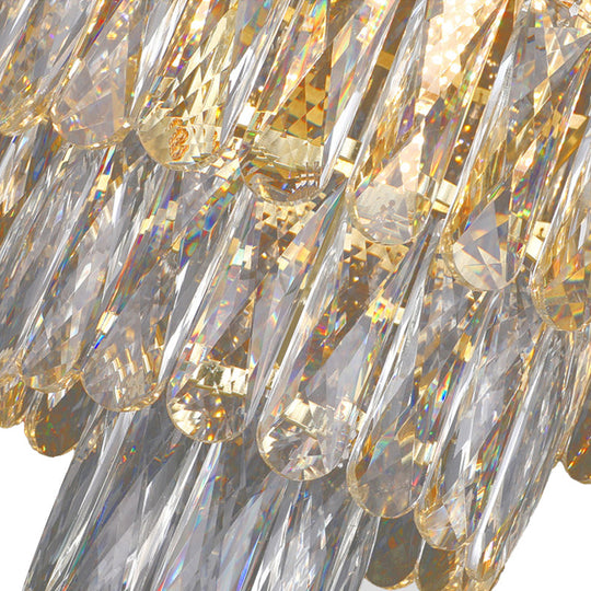 Contemporary Gold 4-Tier Crystal Chandelier - 7-Light Hanging Ceiling Light Fixture