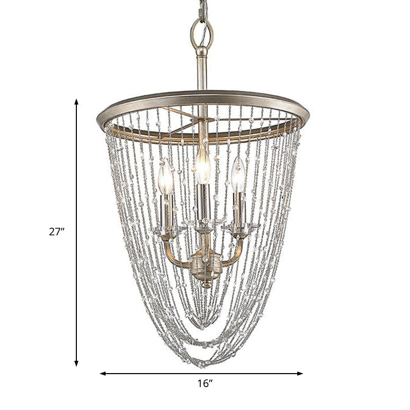 Lustre moderne en fil de fer doré avec accent en cristal - Suspension à 3 lumières