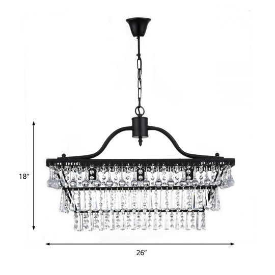 Vintage Crystal Shade Black Chandelier With 3-Tier Hanging Ceiling Lights