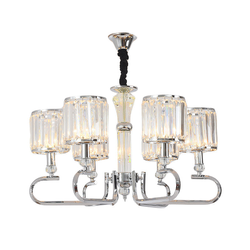 Plafonnier suspendu contemporain en cristal - Lustre chromé, options de 3/6 lumières