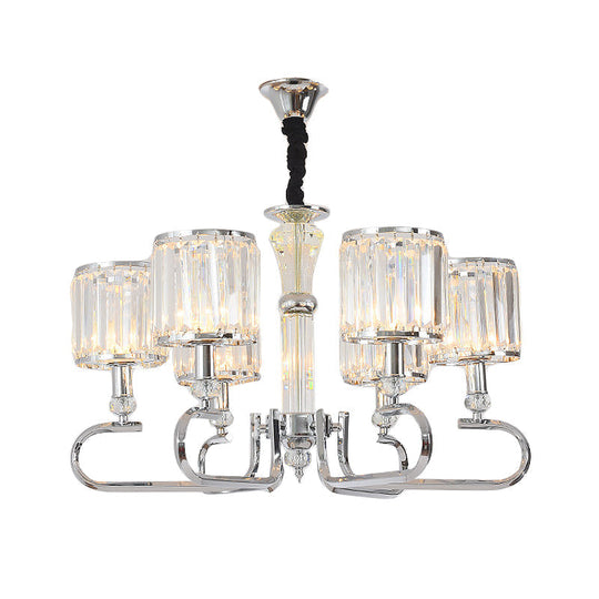 Contemporary Crystal Hanging Ceiling Light: 3/6 Lights Chrome Chandelier Design