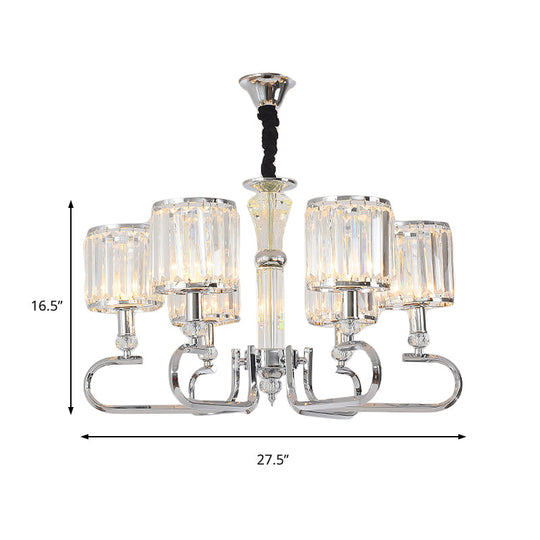 Plafonnier suspendu contemporain en cristal - Lustre chromé, options de 3/6 lumières