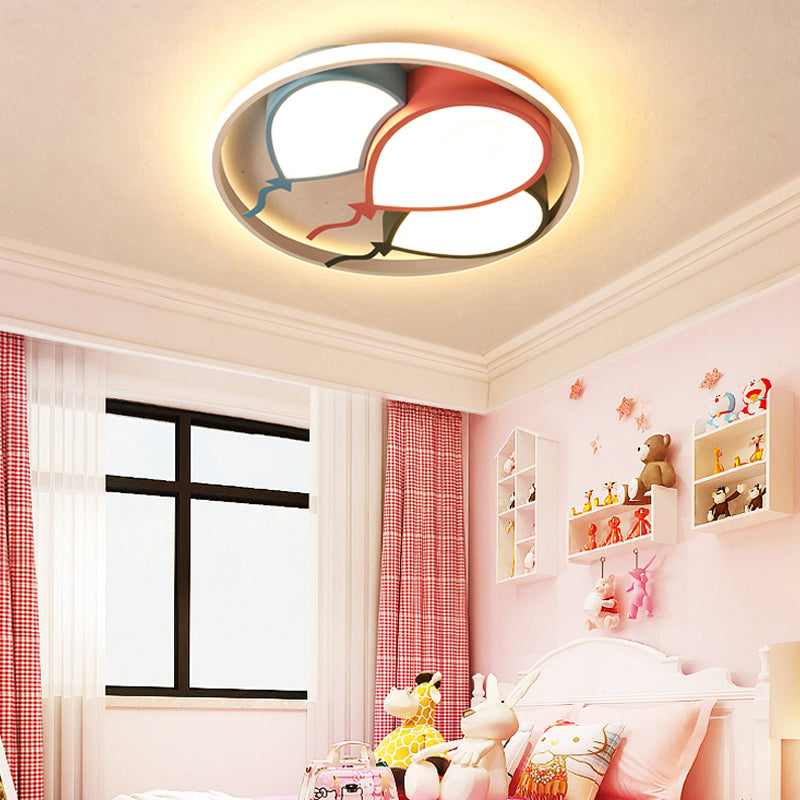 Balloon Design Flushmount LED Light for Kids' Room - Pink/Yellow, Warm/White Light