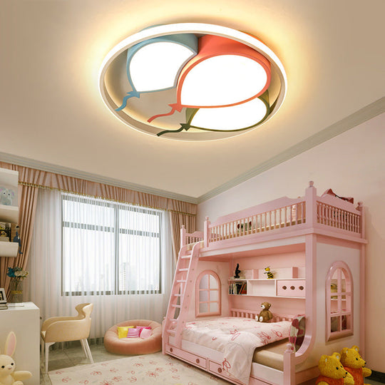 Balloon Design Flushmount LED Light for Kids' Room - Pink/Yellow, Warm/White Light