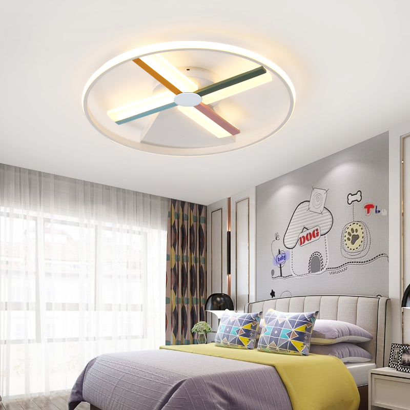 Kids Acrylic Windmill Ceiling Light - 16.5"/20.5" W - LED - White Finish - Flush Mount - Warm/White Light