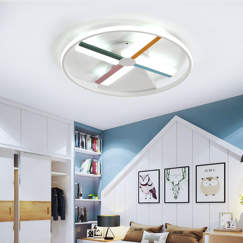 Kids Acrylic Windmill Ceiling Light - 16.5"/20.5" W - LED - White Finish - Flush Mount - Warm/White Light