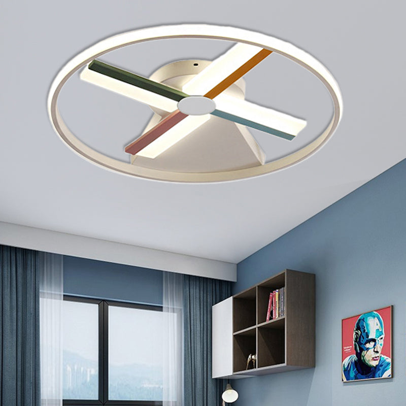 Kids Acrylic Windmill Ceiling Light - 16.5"/20.5" W - LED - White Finish - Flush Mount - Warm/White Light