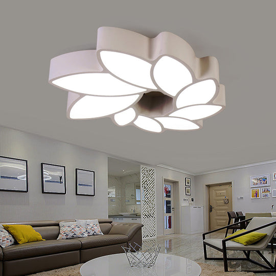 Simplicity Acrylic Floral Ceiling Light - 22.5"/31.5" Wide Flush Mount Fixture for Living Room, Warm/White Light