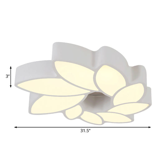 Simplicity Acrylic Floral Ceiling Light - 22.5"/31.5" Wide Flush Mount Fixture for Living Room, Warm/White Light