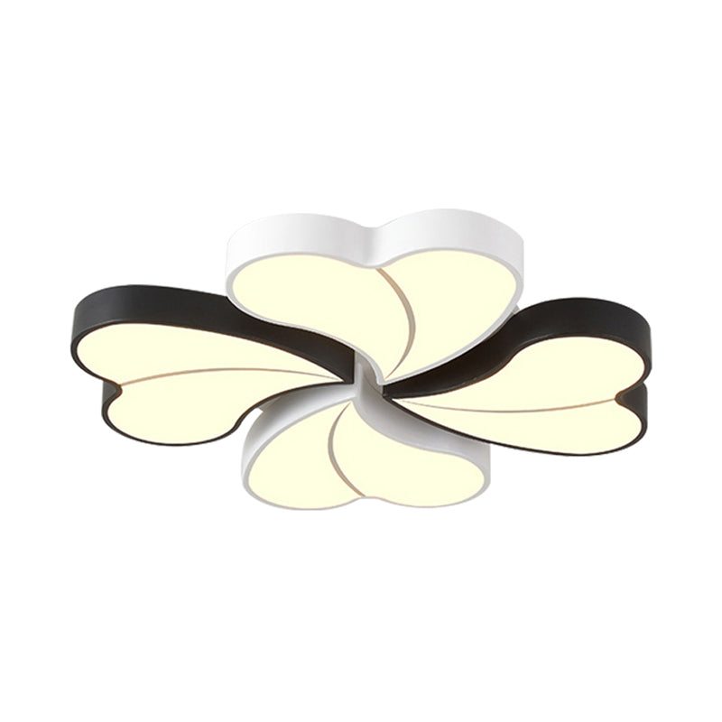 Heart-Shaped Black & White Ceiling Lamp - Modern Acrylic Flush Mount Light in Warm/White