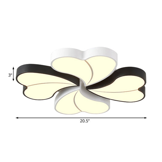 Heart-Shaped Black & White Ceiling Lamp - Modern Acrylic Flush Mount Light in Warm/White