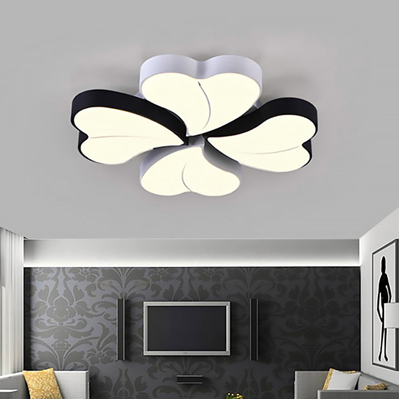 Heart-Shaped Black & White Ceiling Lamp - Modern Acrylic Flush Mount Light in Warm/White