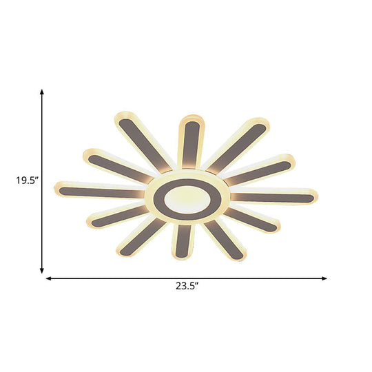 Acrylic LED Flush Mount Ceiling Light – Sun-Like Simplicity, 19.5"/23.5" Wide, White - Warm/White Light