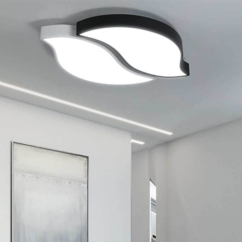 Leaf Flush Mount Light Fixture - Nordic Acrylic Ceiling Light in Black and White with Warm/White Illumination