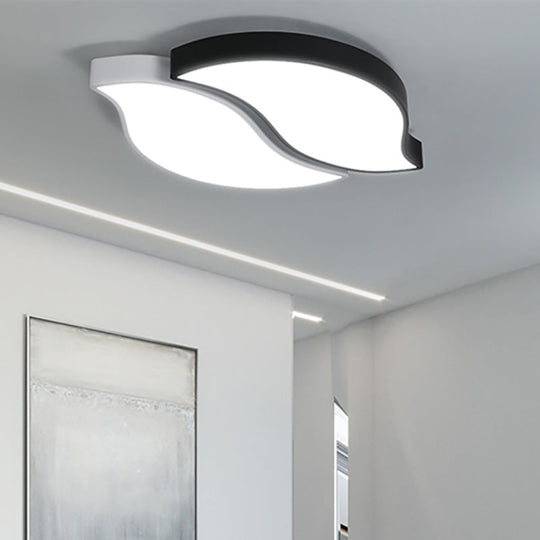 Leaf Flush Mount Light Fixture - Nordic Acrylic Ceiling In Black And White With Warm/White