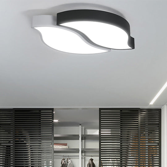 Leaf Flush Mount Light Fixture - Nordic Acrylic Ceiling Light in Black and White with Warm/White Illumination