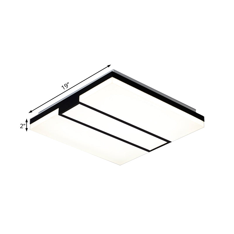 Rectangular Acrylic Ceiling Flush Mount in Warm/White Light - Minimalist Design, 19"/23.5"/33" Wide