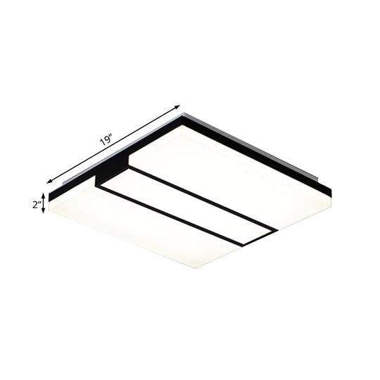 Rectangular Acrylic Ceiling Flush Mount In Warm/White Light - Minimalist Design 19/23.5/33 Wide