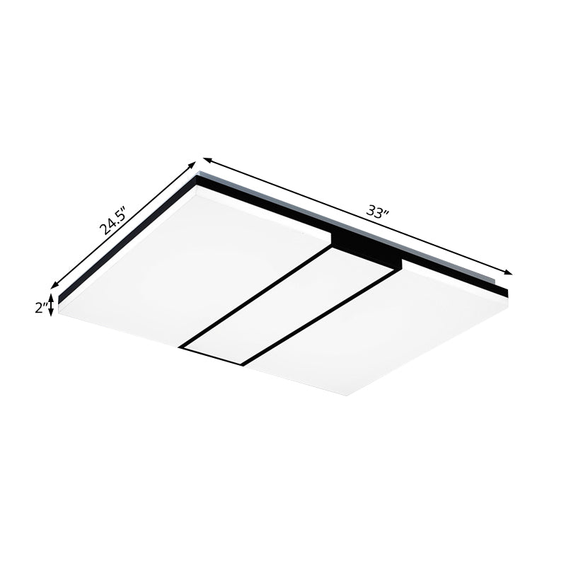 Rectangular Acrylic Ceiling Flush Mount in Warm/White Light - Minimalist Design, 19"/23.5"/33" Wide