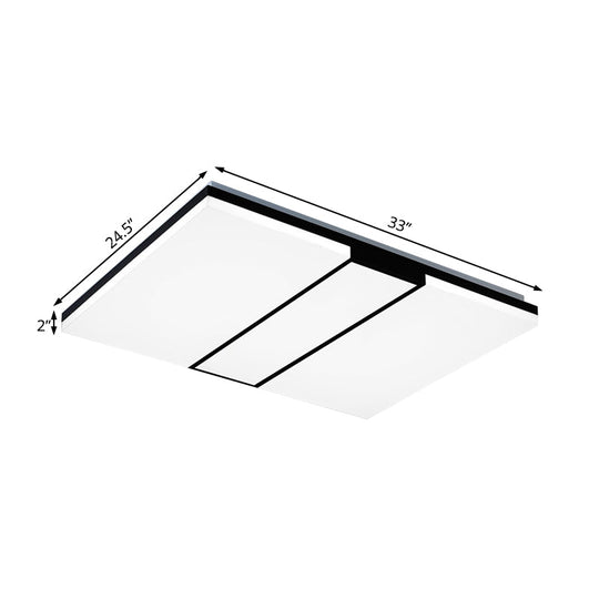 Rectangular Acrylic Ceiling Flush Mount In Warm/White Light - Minimalist Design 19/23.5/33 Wide