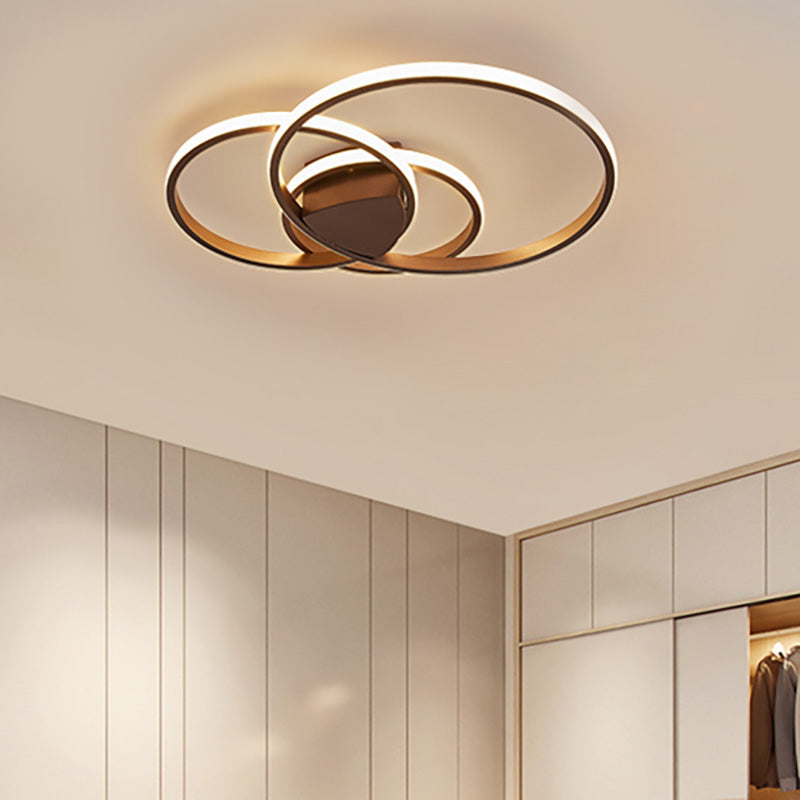 Modern Acrylic LED Ceiling Light - 3-Ring Design, Flush Mount, Warm/White/Natural Light - Bedroom