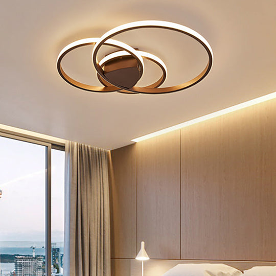 Modern Acrylic LED Ceiling Light - 3-Ring Design, Flush Mount, Warm/White/Natural Light - Bedroom