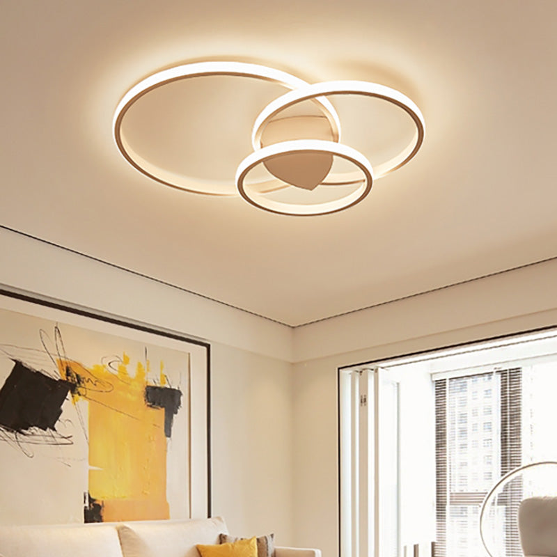 Modern Acrylic LED Ceiling Light - 3-Ring Design, Flush Mount, Warm/White/Natural Light - Bedroom