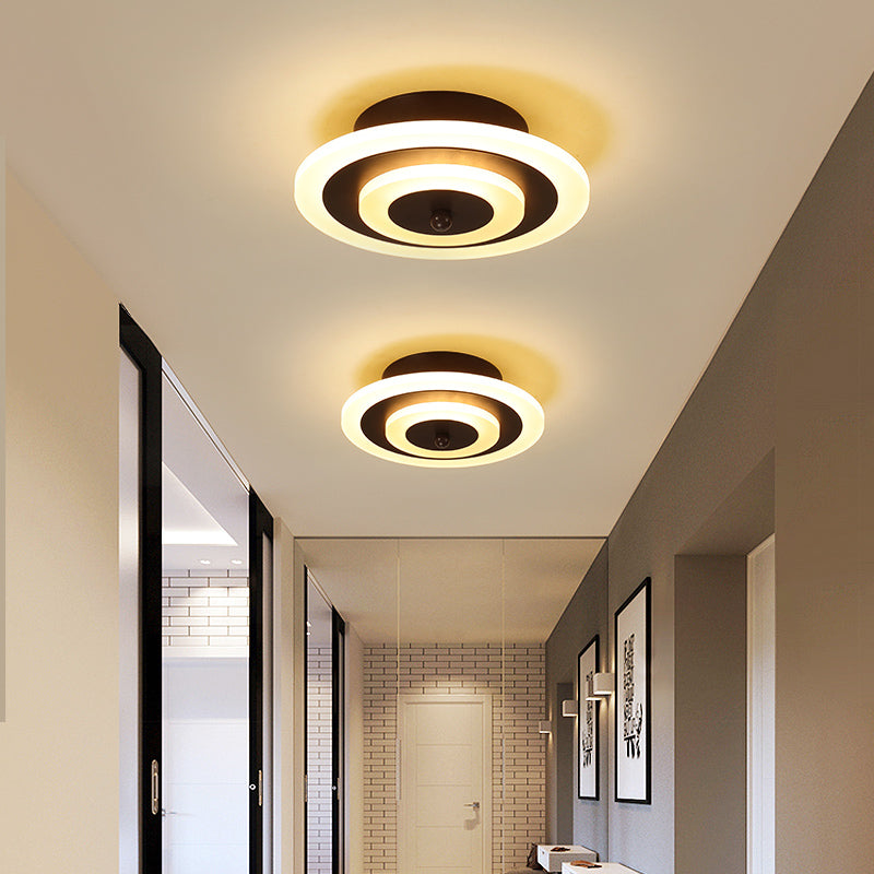 Led Corridor Ceiling Lamp - Modern Flushmount Lighting In White/Coffee With Warm/White/Natural Light