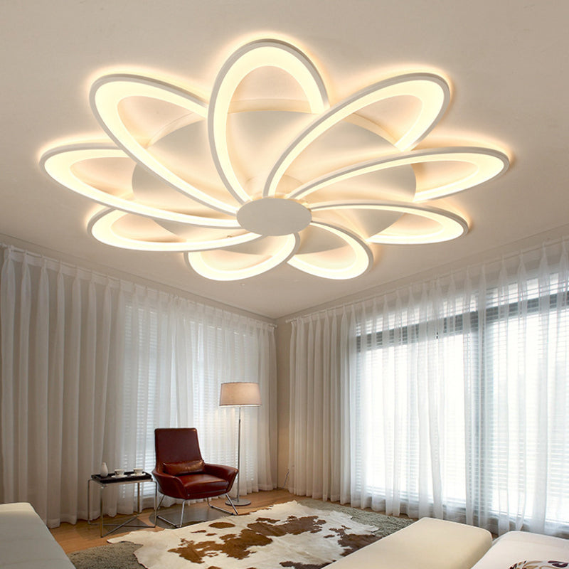 Modern Flower Flushmount Lighting - Acrylic 6/7/8-Light Ceiling Fixture for Bedroom - Warm or White Light