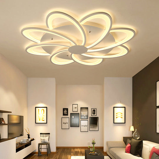 Modern Flower Flushmount Lighting - Acrylic 6/7/8-Light Ceiling Fixture for Bedroom - Warm or White Light