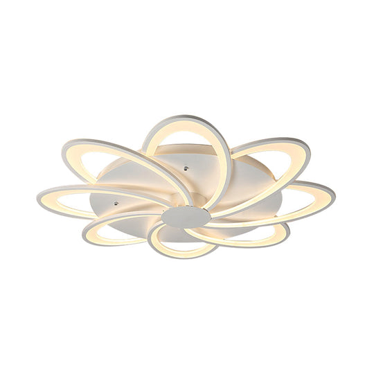 Modern Flower Flushmount Lighting - Acrylic 6/7/8-Light Ceiling Fixture for Bedroom - Warm or White Light