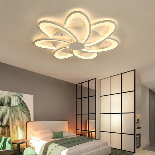 Modern Flower Flushmount Lighting - Acrylic 6/7/8-Light Ceiling Fixture for Bedroom - Warm or White Light