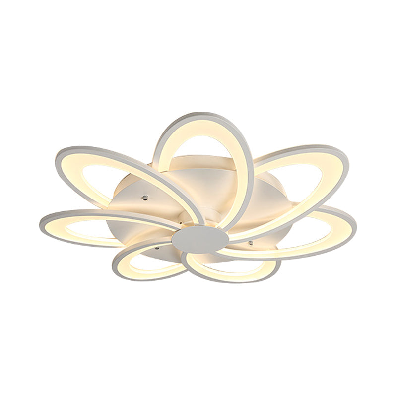 Modern Flower Flushmount Lighting - Acrylic 6/7/8-Light Ceiling Fixture for Bedroom - Warm or White Light