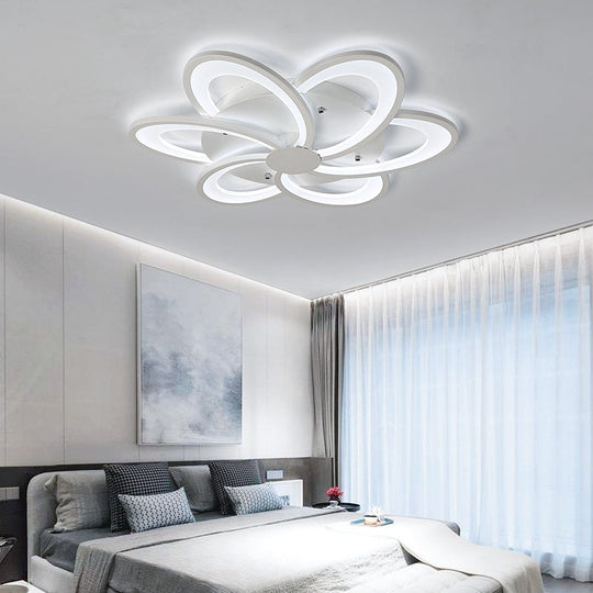 Modern Flower Flushmount Lighting - Acrylic 6/7/8-Light Ceiling Fixture for Bedroom - Warm or White Light