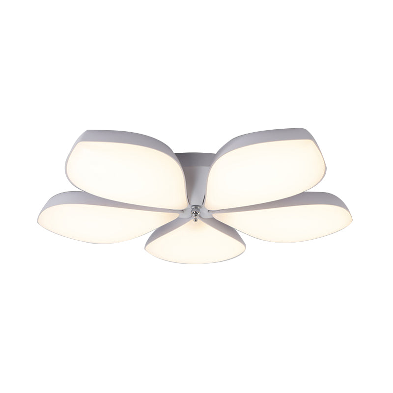 Nordic Petal Acrylic Flush Mount Light Fixture for Bedroom Ceiling - 3/4/5 Heads, White