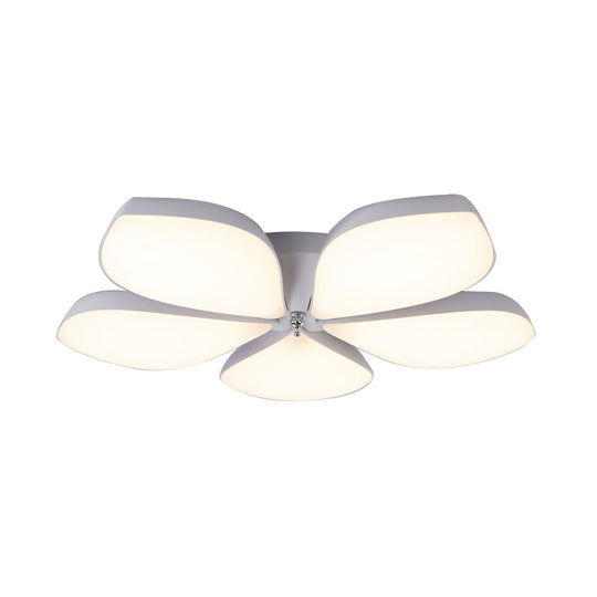 Nordic Petal Acrylic Flush Mount Light Fixture For Bedroom Ceiling - 3/4/5 Heads White