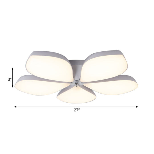 Nordic Petal Acrylic Flush Mount Light Fixture for Bedroom Ceiling - 3/4/5 Heads, White