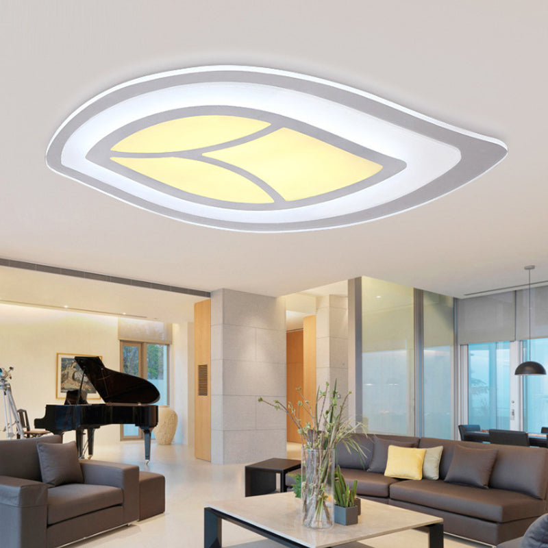 Modern Flush Mount Leaf Ceiling Light: 21.5"/35.5"/39" Acrylic Wide, in Warm/White for Bedroom Lighting