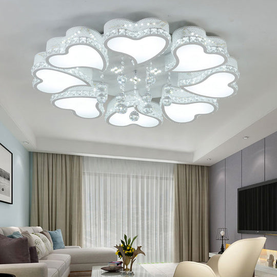 Heart Shaped Led Flush Mount Ceiling Lamp With Crystal Drop And Warm/White Light (3/4/6 Lights) 8 /