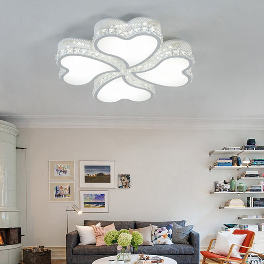 Heart Shaped Led Flush Mount Ceiling Lamp With Crystal Drop And Warm/White Light (3/4/6 Lights) 4 /