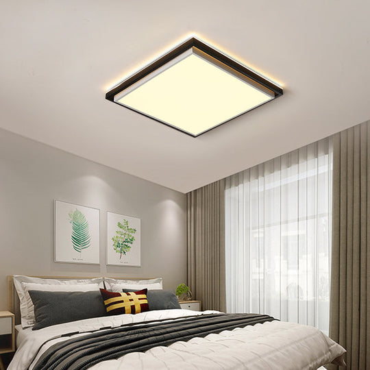 Ultra Thin Acrylic LED Flush Light - Wide Bedroom Ceiling Fixture in Warm/White Light (18"/21.5"/35.5")