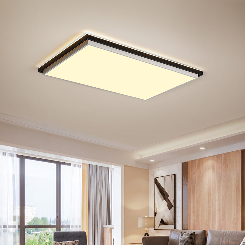 Ultra Thin Acrylic Led Flush Light - Wide Bedroom Ceiling Fixture In Warm/White (18/21.5/35.5) Black