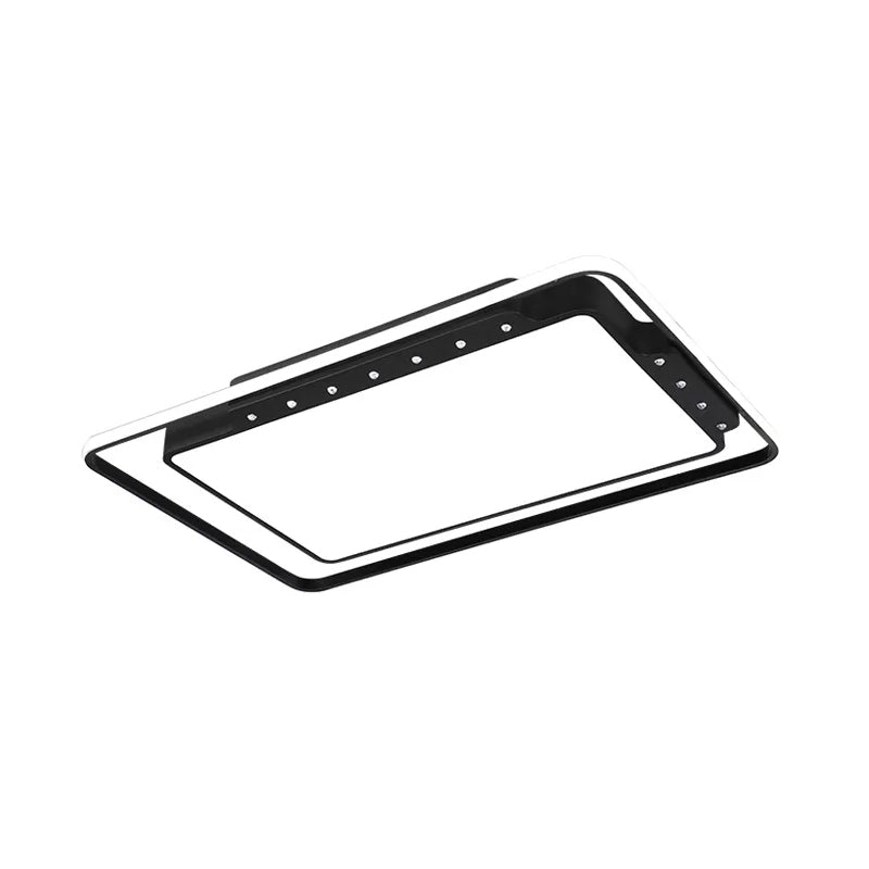 Rectangular Ceiling Light Fixture In Black/White - Simple Acrylic Flush Mount For Living Room With