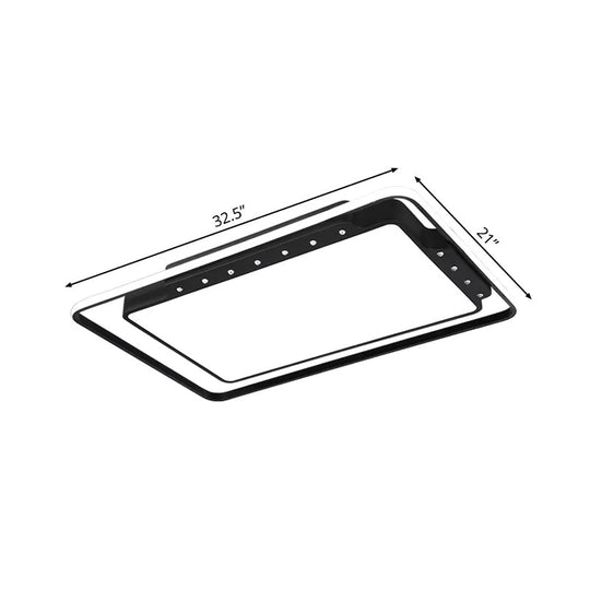 Rectangular Ceiling Light Fixture In Black/White - Simple Acrylic Flush Mount For Living Room With