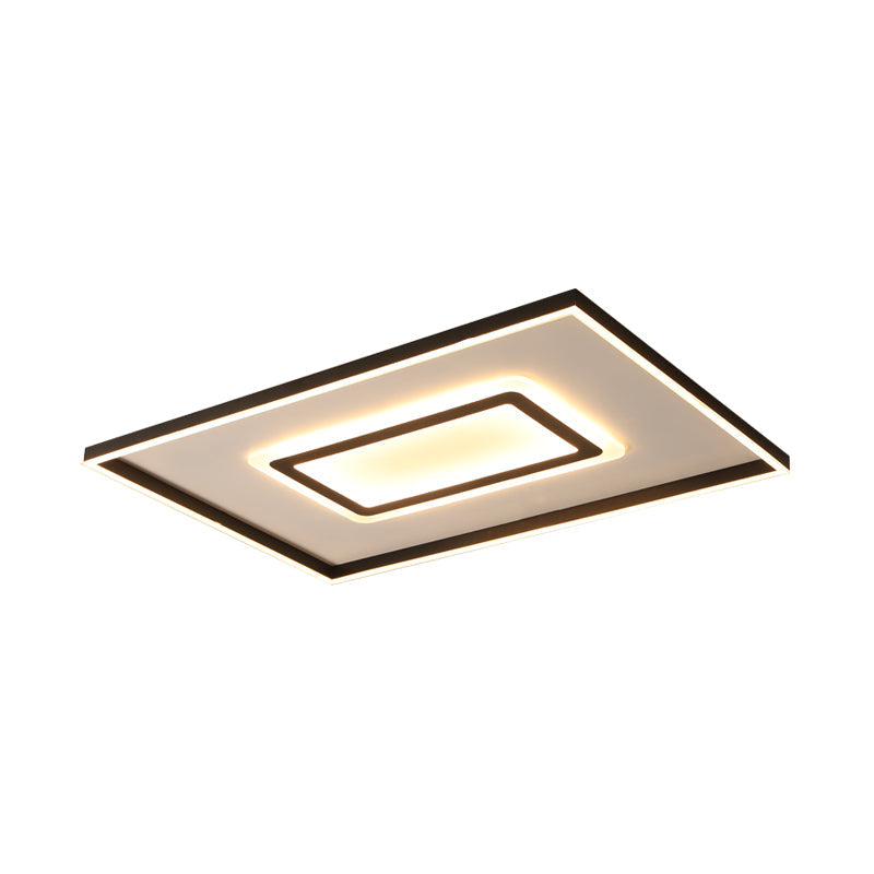 Contemporary Dark Brown Acrylic Led Flush Ceiling Light - Square/Rectangular Design