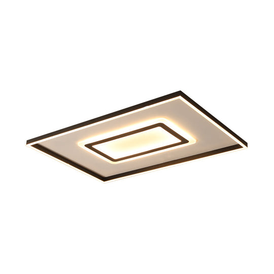 Contemporary Dark Brown Acrylic Led Flush Ceiling Light - Square/Rectangular Design