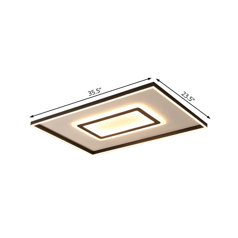 Contemporary Dark Brown Acrylic Led Flush Ceiling Light - Square/Rectangular Design