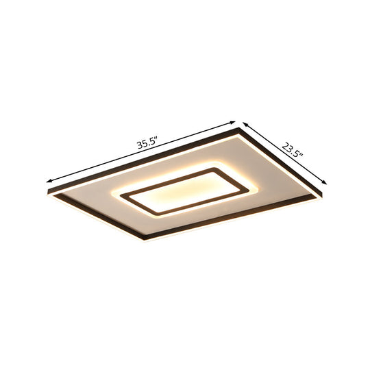 Contemporary Dark Brown Acrylic Led Flush Ceiling Light - Square/Rectangular Design